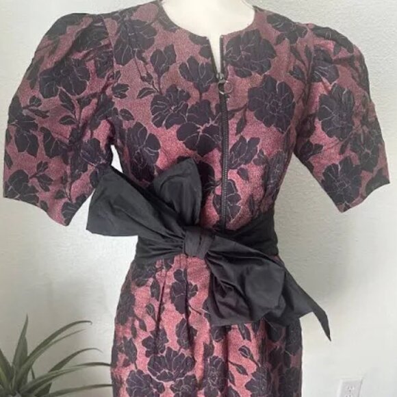Rebecca Taylor Brocade Bow Belt Dress Size 0 - Picture 4 of 4